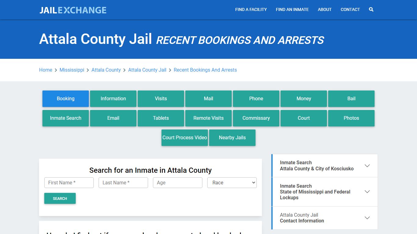 Attala County Jail Recent Bookings And Arrests - Jail Exchange