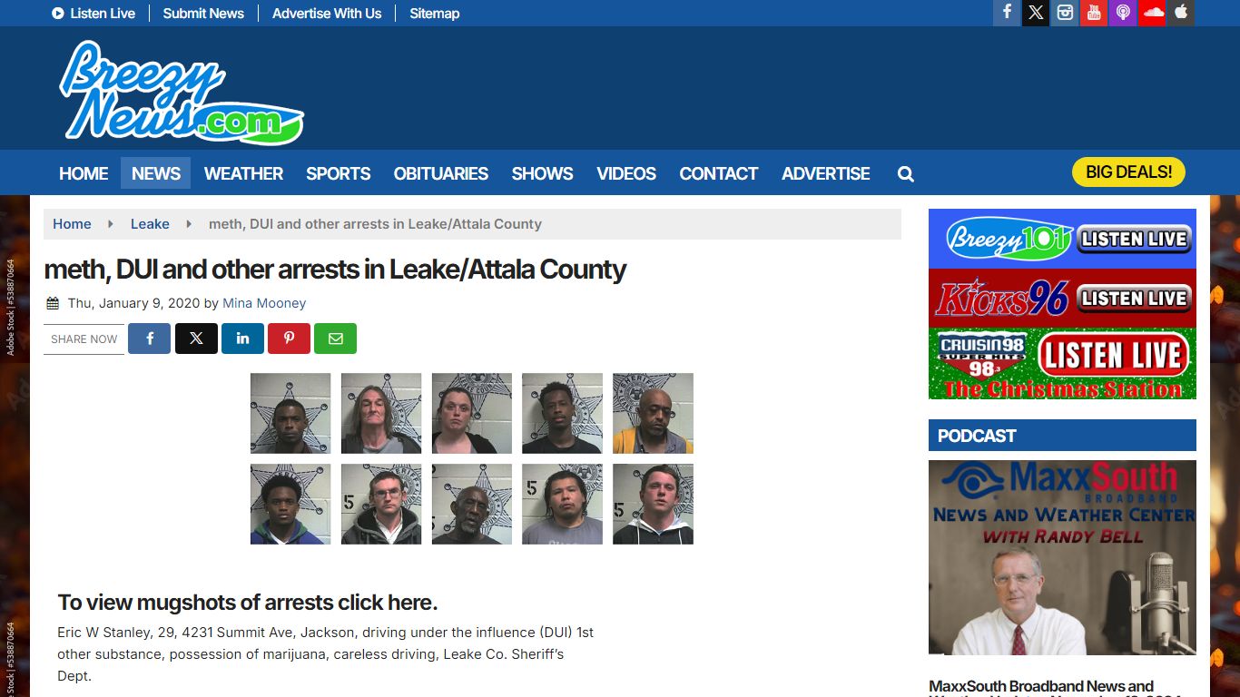 meth, DUI and other arrests in Leake/Attala County