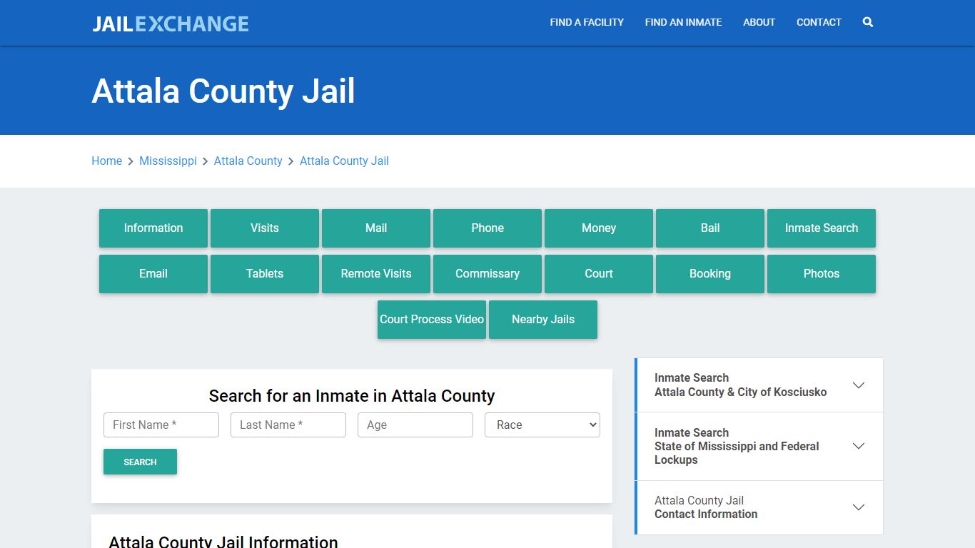 Attala County Jail Roster Lookup, MS, Inmate Search